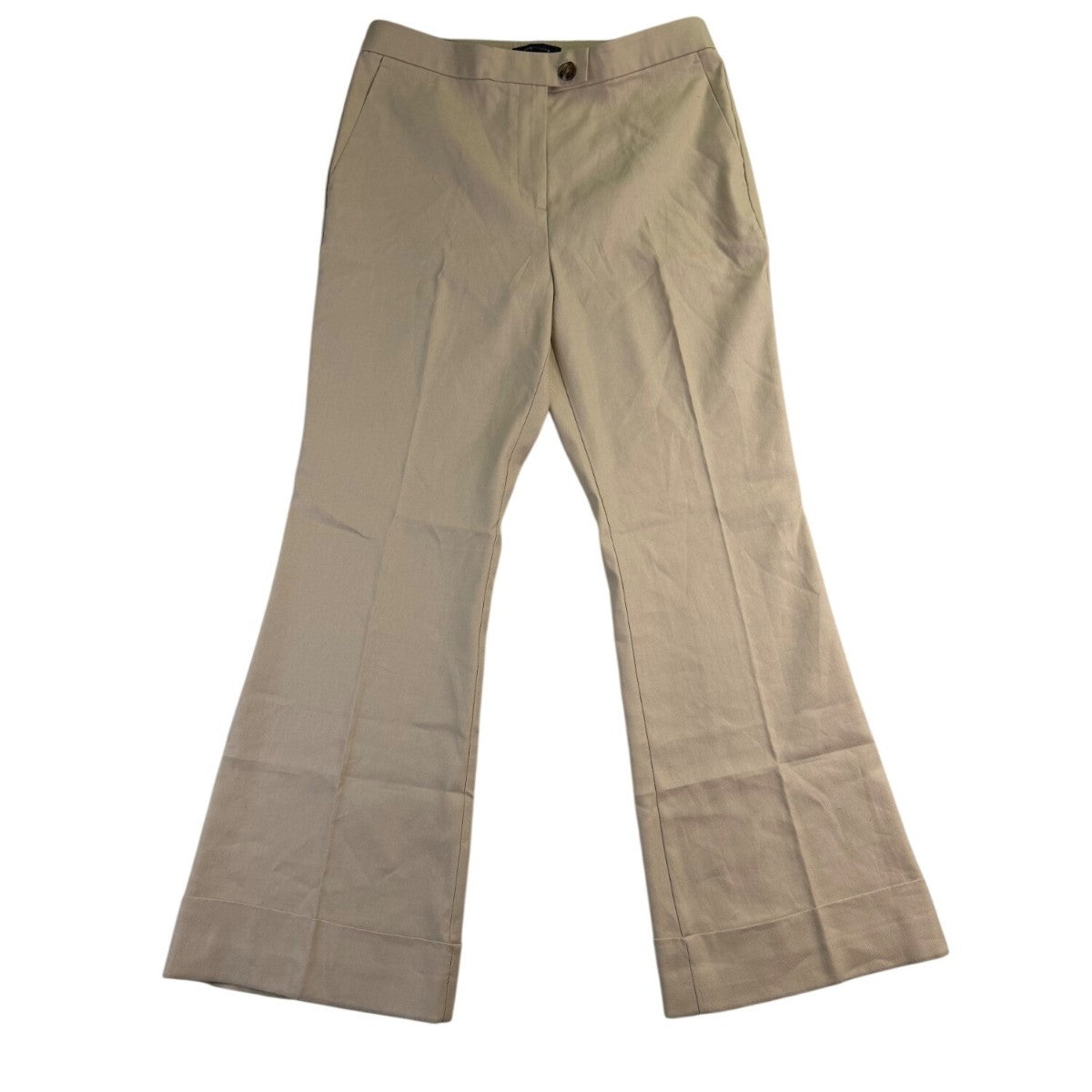 Ann Taylor Womens Beige Linen Blend Flare Dress Pants Size 10P
