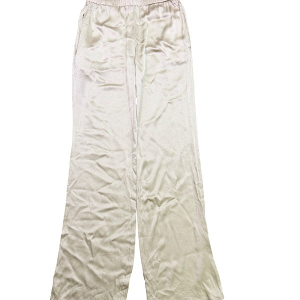 Antonelli Womens Beige Silk Blend Elastic Waist Wide Leg Pants Size 10