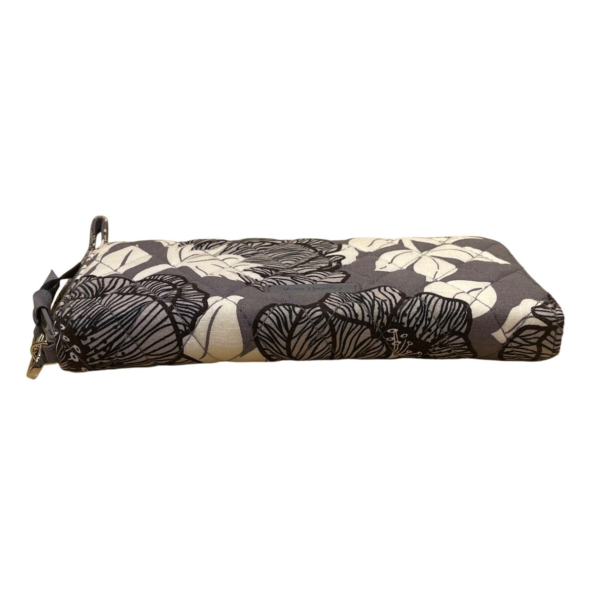 Vera Bradley Women’s Gray Floral Cotton RFID Quilted Zip Around Wristlet Wallet