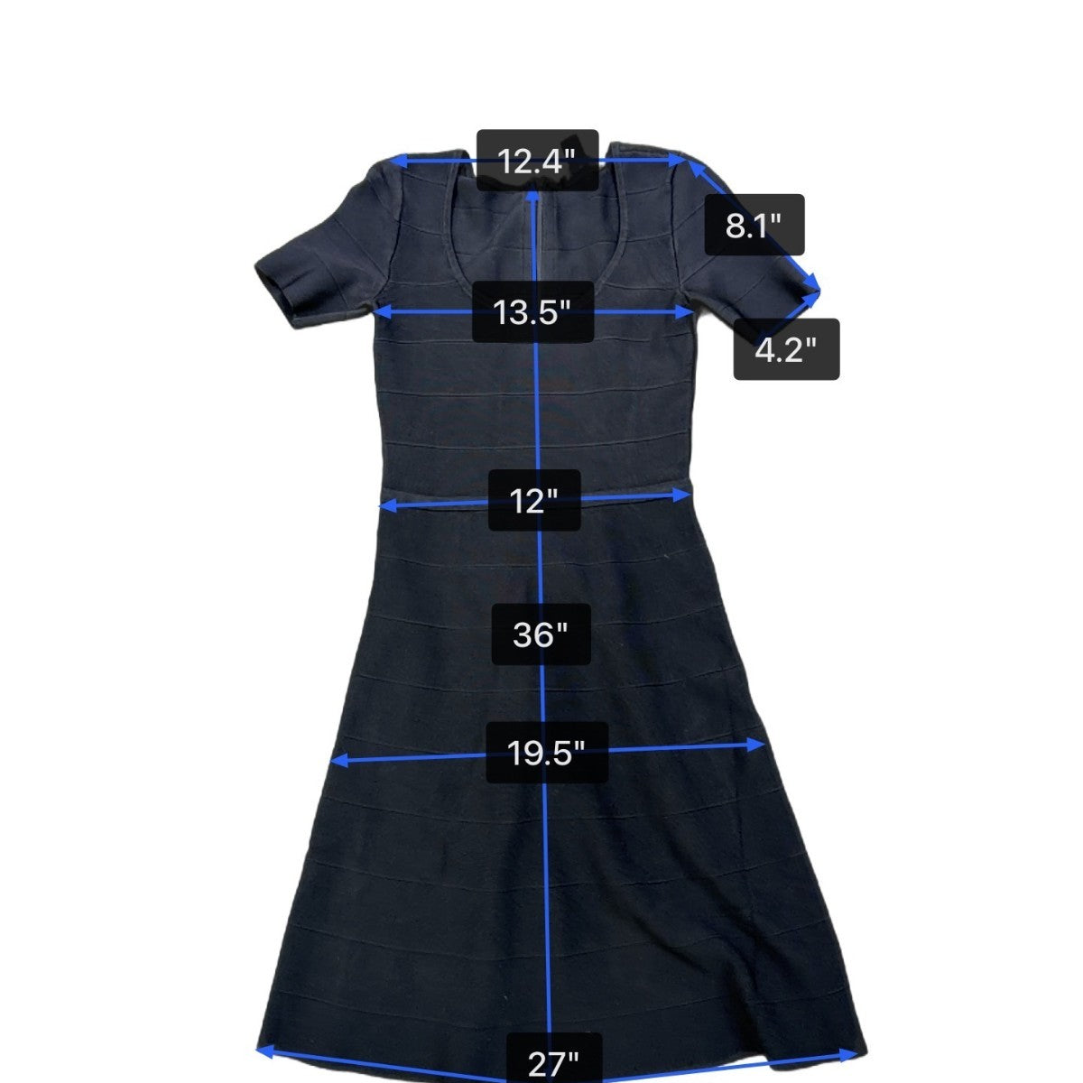 White House Black Market Womens Black  Scoop Neck Short Sleeve Dress Sz XS