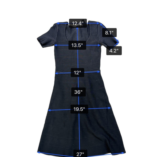 White House Black Market Womens Black  Scoop Neck Short Sleeve Dress Sz XS