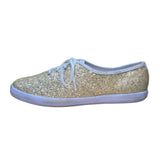 Keds Women’s Gold Glitter & White Lace-Up Casual Flat Sneakers Size 8