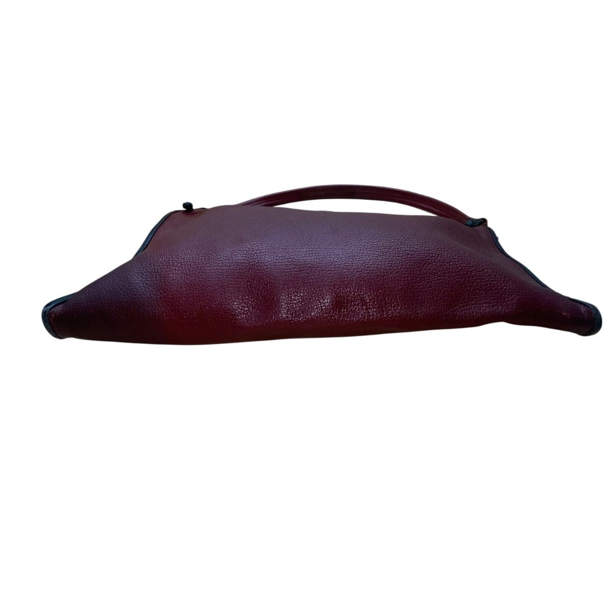 Burgundy Shoulder Bag With Black Trim Faux Leather Classic Design
