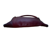 Burgundy Shoulder Bag With Black Trim Faux Leather Classic Design