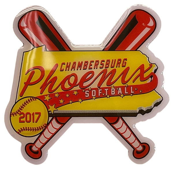 Chambersburg Phoenix Softball 2017 Trading Pin Crossed Bats & Yellow Background
