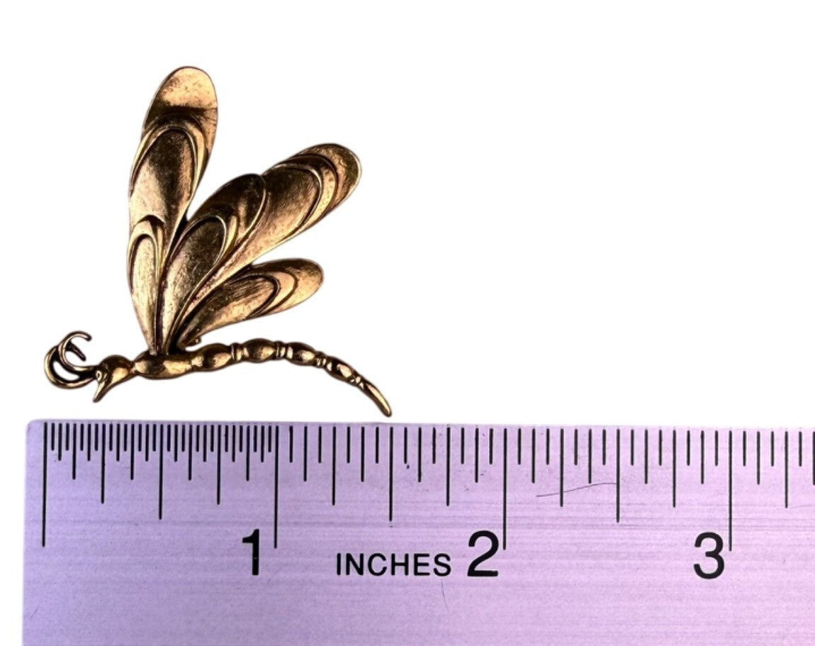 Gold Tone Womens Metal Dragonfly Brooch Jewelry