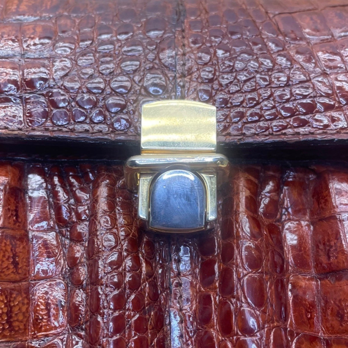 El Corte Inglés Women’s Brown Faux Leather Crocodile-Embossed Shoulder Bag