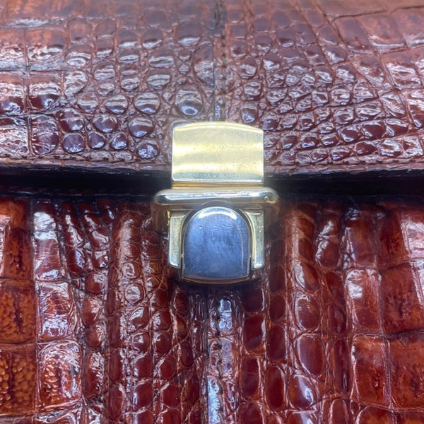 El Corte Inglés Women’s Brown Faux Leather Crocodile-Embossed Shoulder Bag