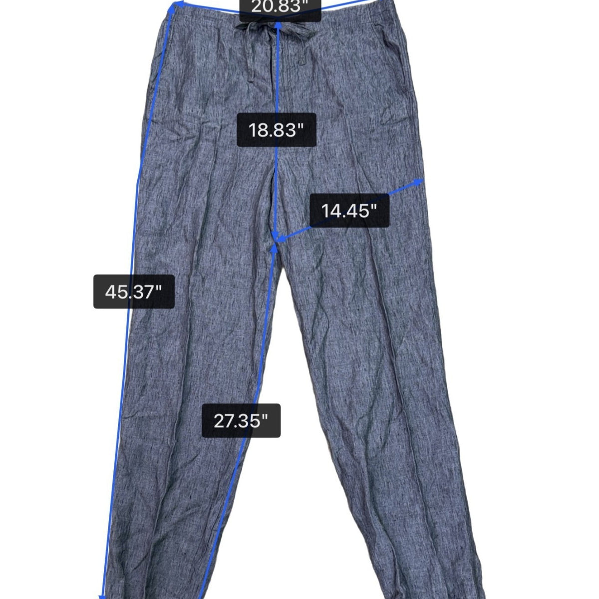 Westport Black Mens Blue Linen Drawstring Casual Pants Relaxed Fit Size XLT