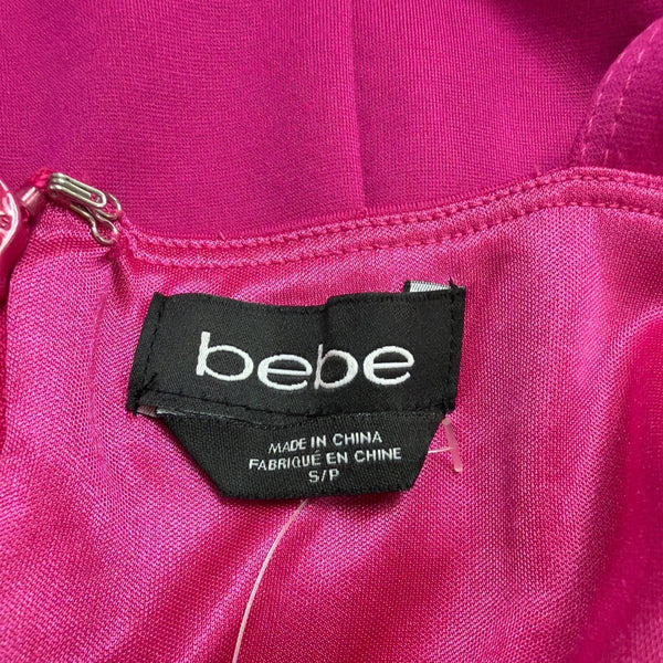 Bebe Women’s Pink Spandex Cocktail Dress Halter Peplum Style Size S