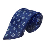 Jos A Bank Mens Blue 100% Silk Necktie Stain Resistant Traveler Geometric Patter
