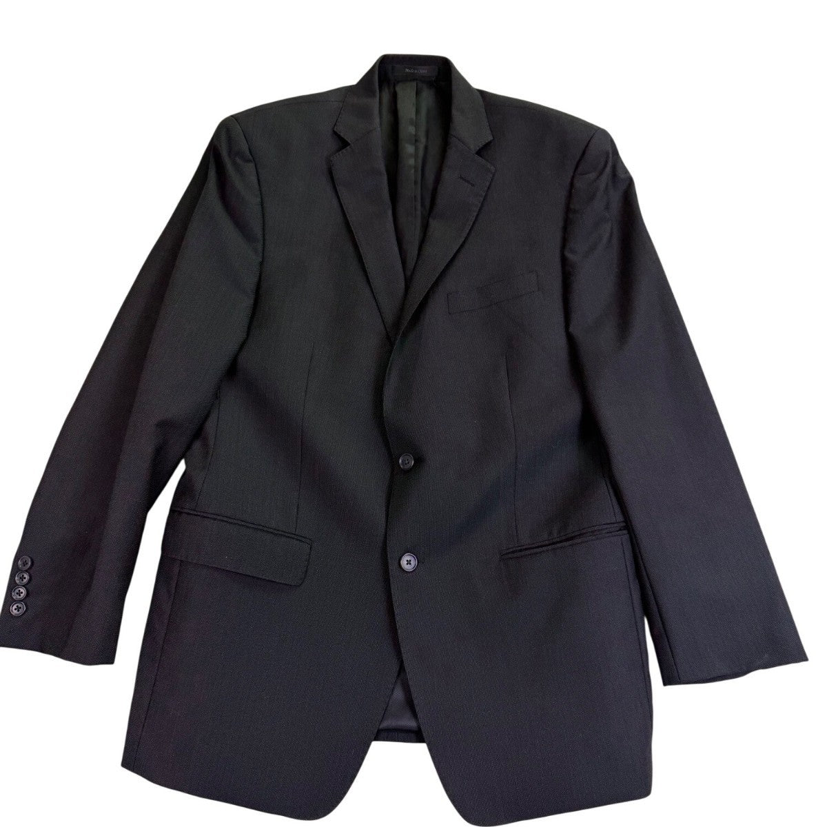 Mens Black Two-Piece Suit Dress Jacket & Pants Slim Fit Size 36