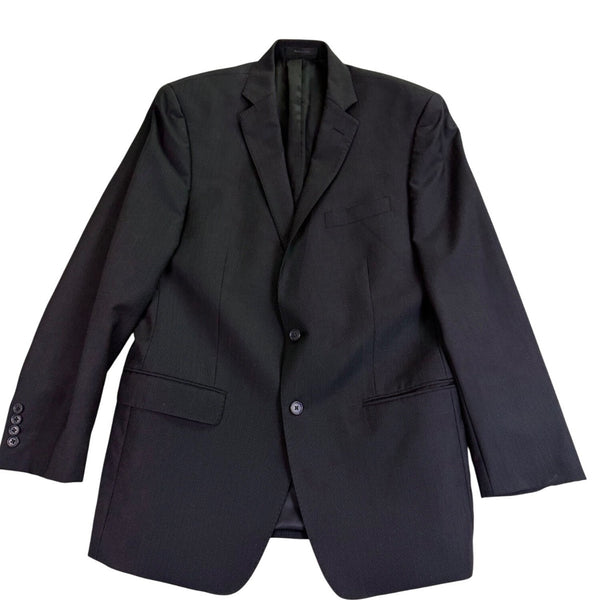 Mens Black Two-Piece Suit Dress Jacket & Pants Slim Fit Size 36