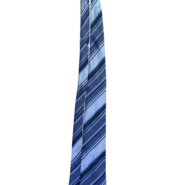 Geoffrey Beene Mens Blue Striped Silk Necktie Versatile Formal Business Wear