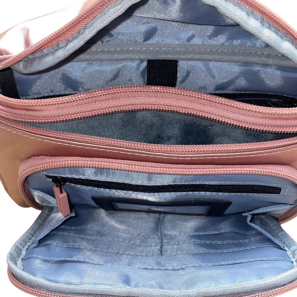 IHKWIP Women’s Rose Gold Nylon Adjustable Strap & Zipper Pockets Fanny pack
