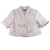 Isaac Mizrahi Live Womens Off-White Faux Leather Cropped Jacket US Size 16