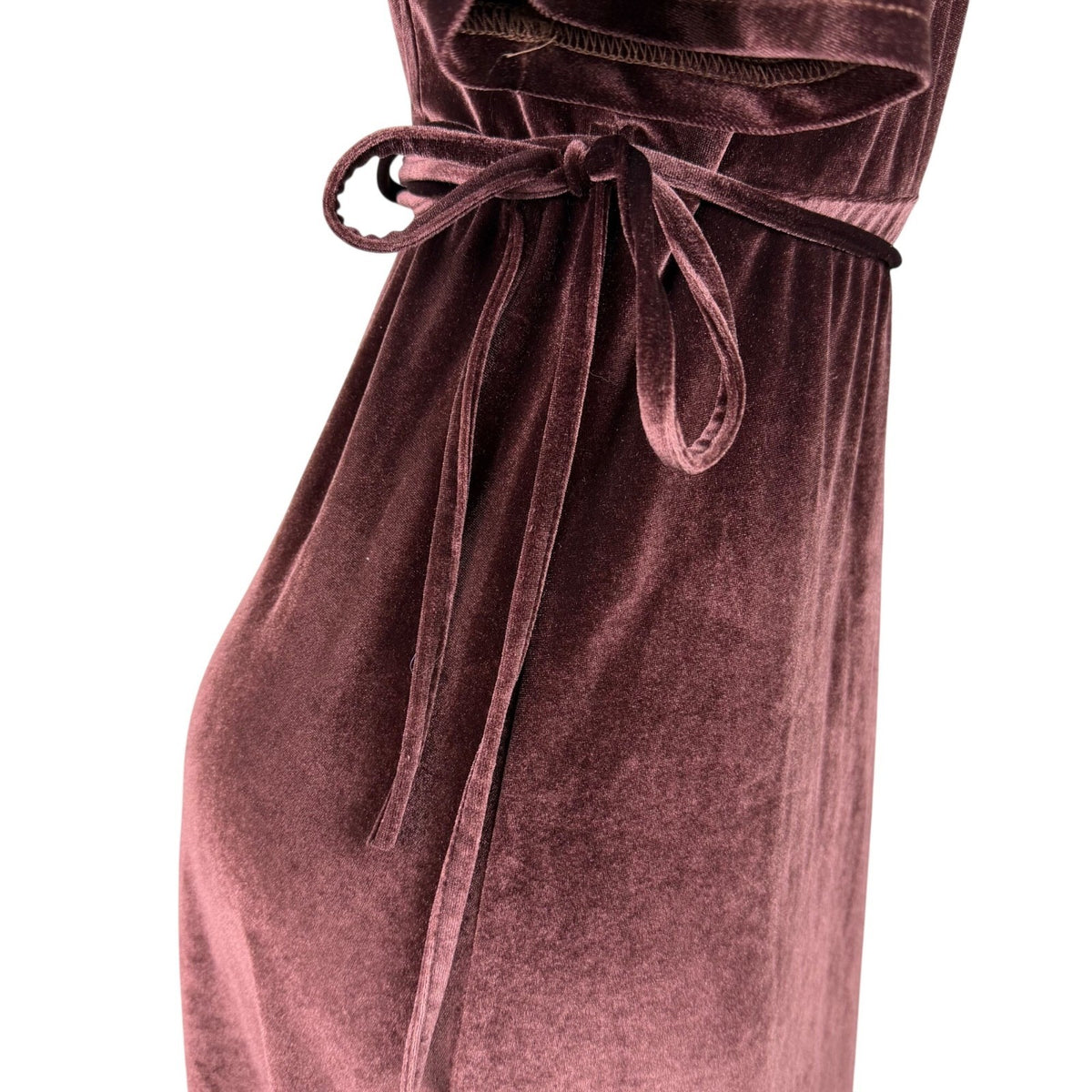 Baltic Born Womens Brown Velvet Wrap Maxi Dress Elegant Soft Fabric Size L