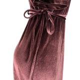 Baltic Born Womens Brown Velvet Wrap Maxi Dress Elegant Soft Fabric Size L
