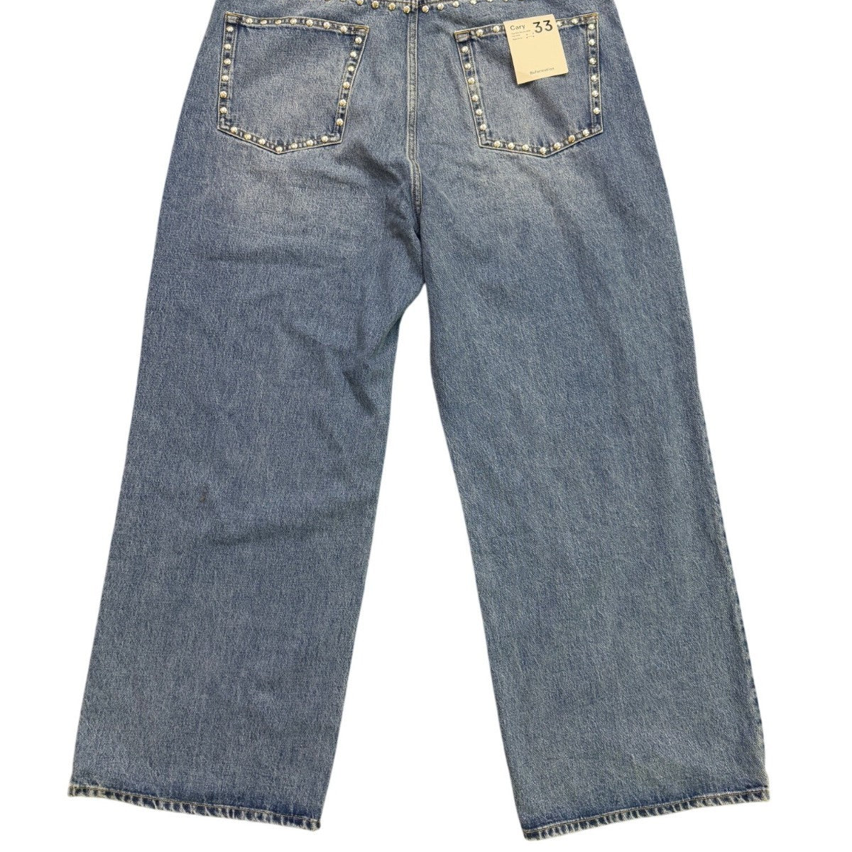 Reformation Womens Denim Cary Studded Slouchy Wide-Leg High-Rise Jeans Sz 33
