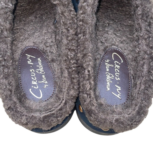 Circus By Sam Edelman Women’s Brown & Blue Faux Wool Cozy Studded Mule Clogs Siz