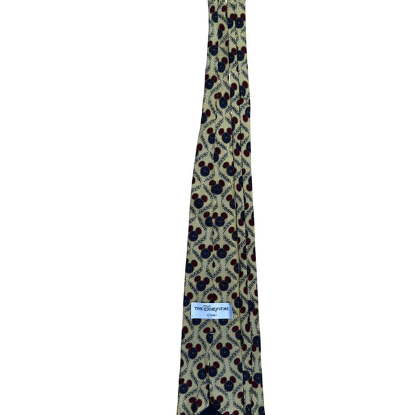 Disney Mens Gold 100% Silk Tie With Mickey Mouse Design Pattern