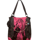 Disney Hannah Montana Pink & Black Tote Bag With Chain Detail & Buttons Graphic