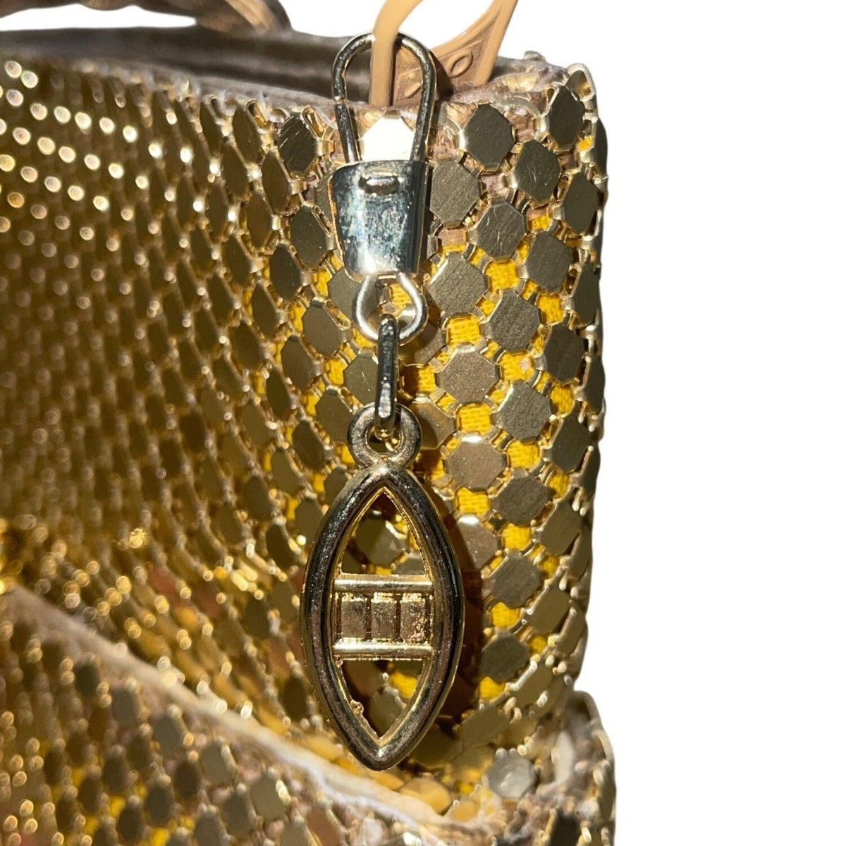 Empire Orr Women’s Gold Metallic Mesh Double Strap Zip Closure Shoulder Bag