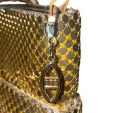 Empire Orr Women’s Gold Metallic Mesh Double Strap Zip Closure Shoulder Bag