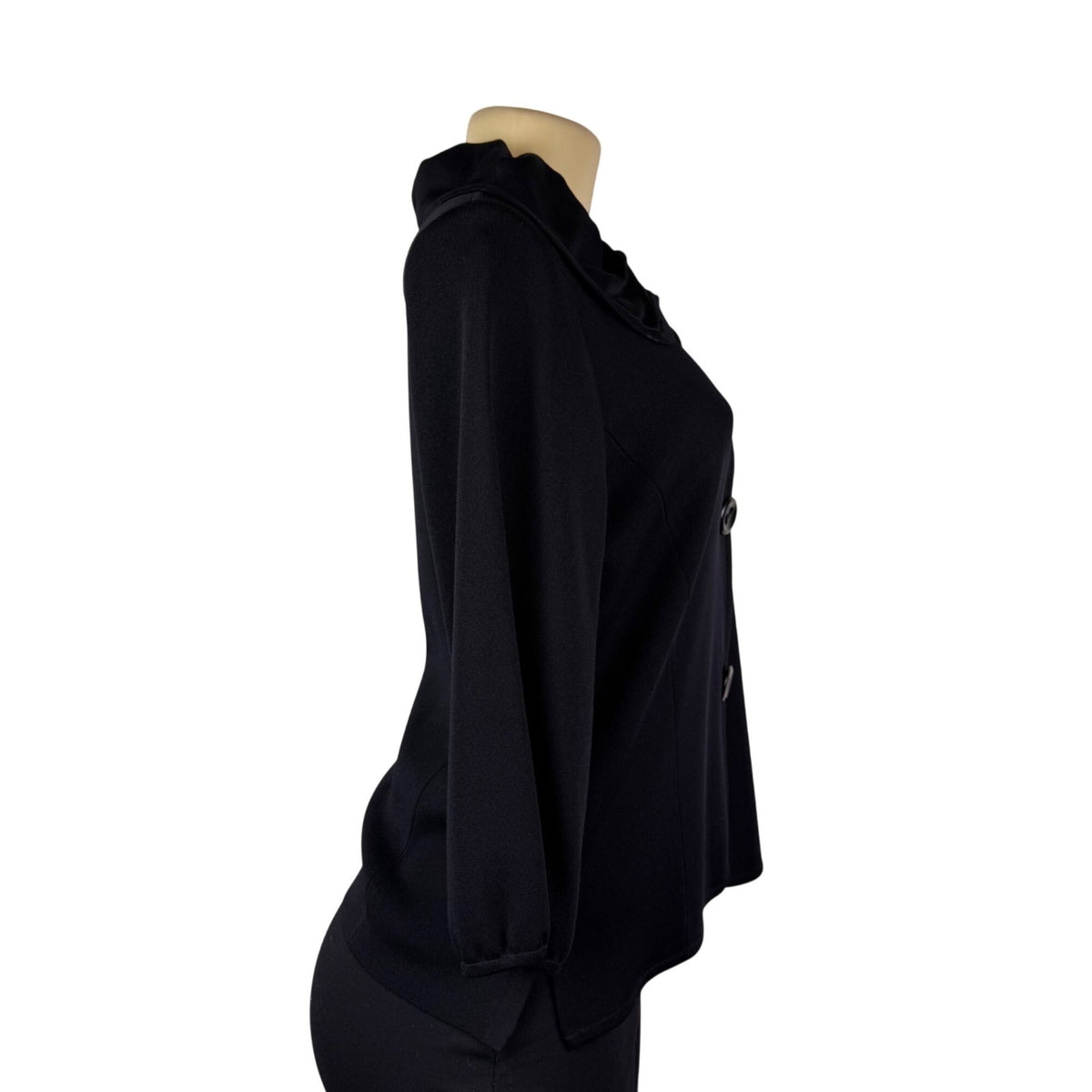 Exclusively Misook Womens Black Acrylic Button-Front Jacket Size SP