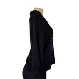 Exclusively Misook Womens Black Acrylic Button-Front Jacket Size SP