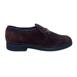 Hush Puppies Women’s Brown Suede Slip-On Gold Logo Detail Classic Loafers Sz 9.5