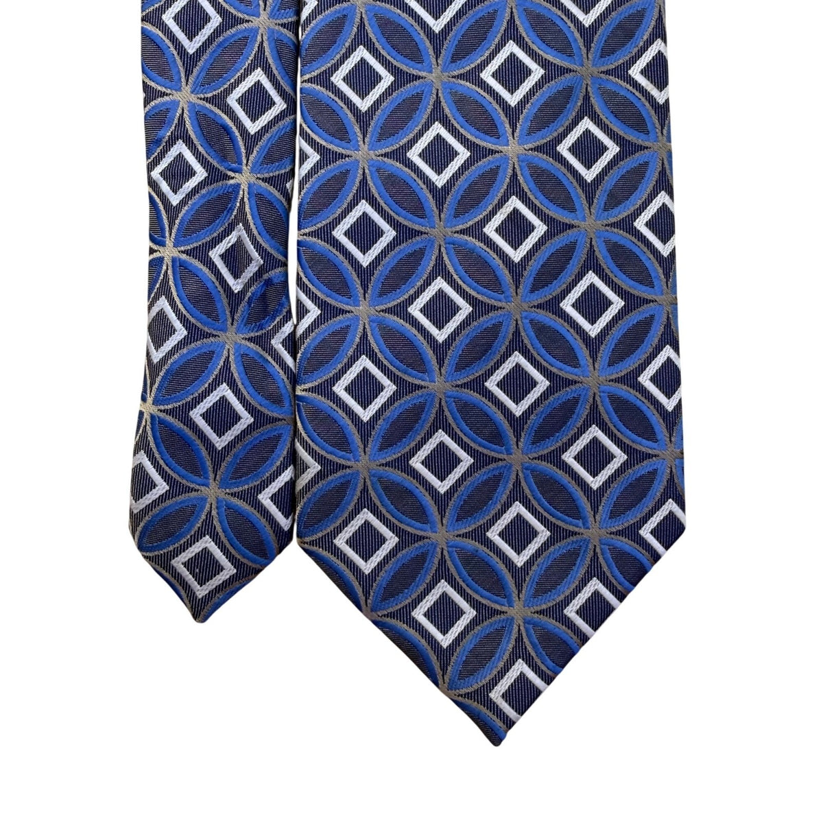 Valentino Rudy Mens Blue Microfiber Geometric Pattern Necktie Handcrafted Italy