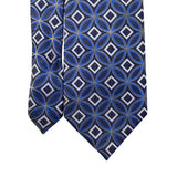 Valentino Rudy Mens Blue Microfiber Geometric Pattern Necktie Handcrafted Italy