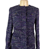 Albert Nipon Womens Purple/Black Tweed Skirt Suit Size 4