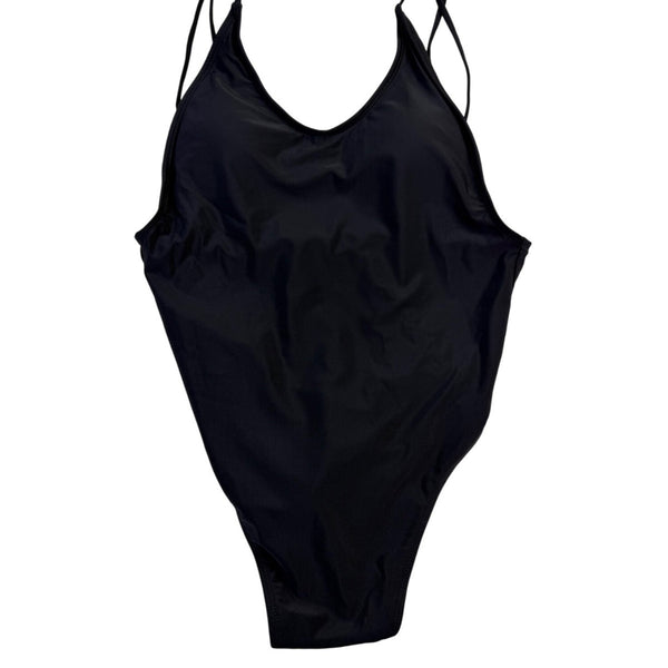 Fashion Nova Womens Black 1-Piece Swimsuit Valerie Deep Scoop Size L