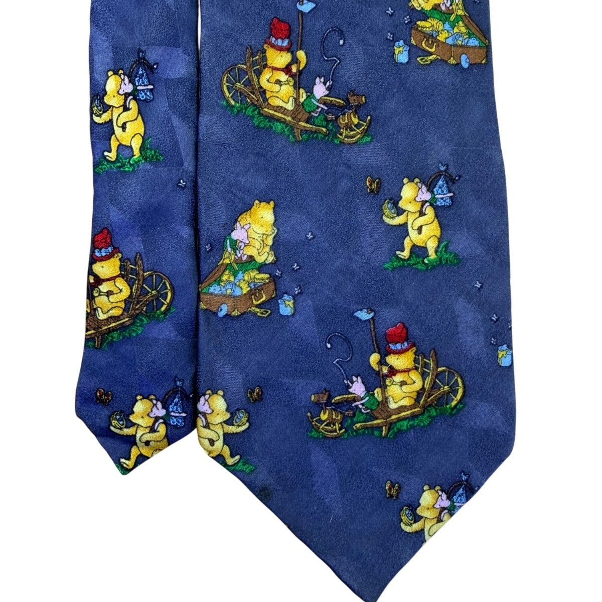 Classic Pooh Mens Blue 100% Silk Necktie Winnie The Pooh Piglet Novelty Print