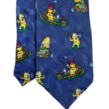 Classic Pooh Mens Blue 100% Silk Necktie Winnie The Pooh Piglet Novelty Print