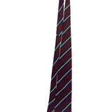 Lands End Mens Burgundy Navy & White 100% Silk Striped Tie Handsewn Classic