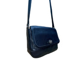 Coach Women’s Black Pebbled Leather Adjustable Strap Silver-Tone Crossbody Bag