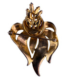 Vintage Schrager Womens Gold Tone & Pink Marquise Floral Brooch Jewelry