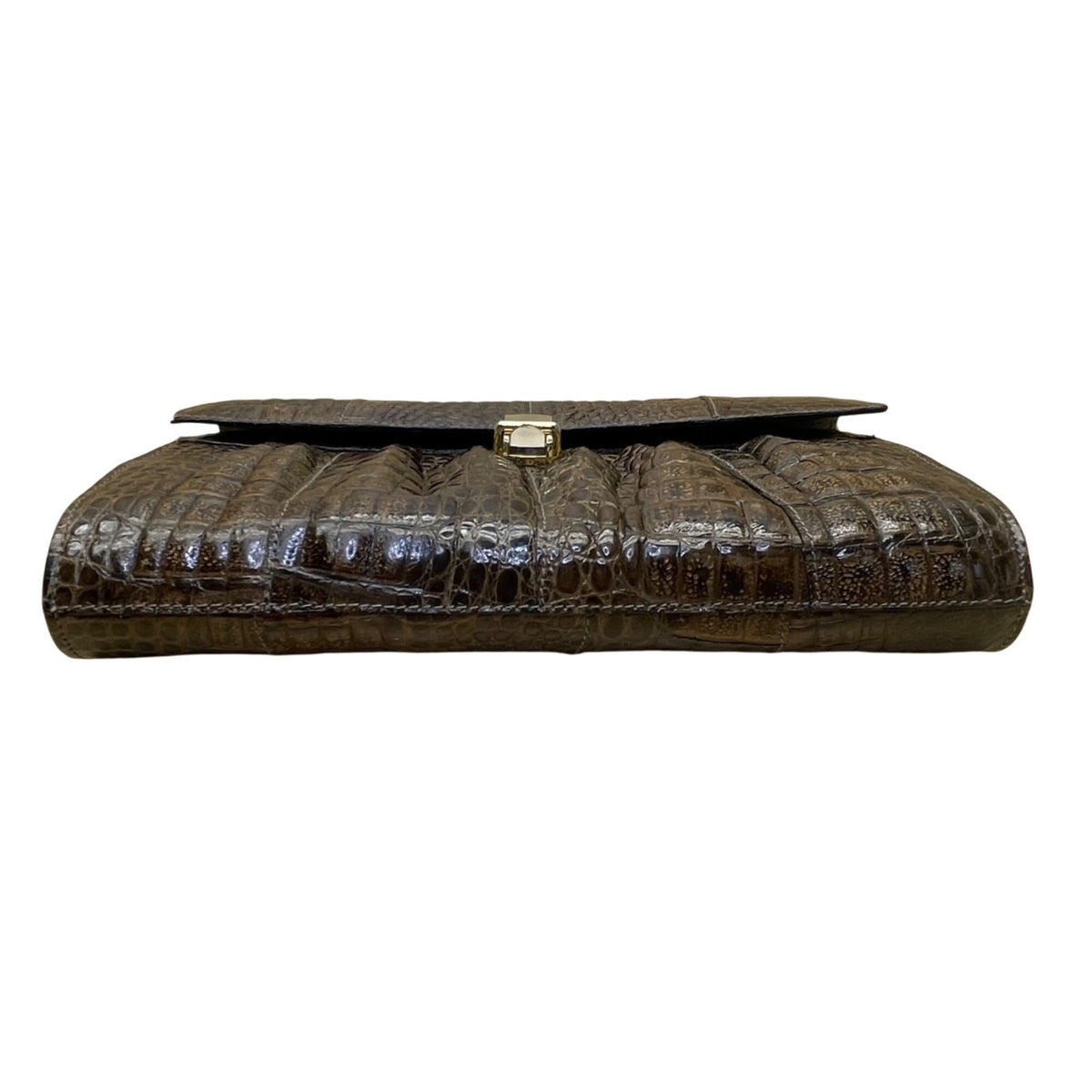 El Corte Inglés Women’s Dark Brown Faux Leather Crocodile-Embossed Shoulder Bag