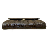 El Corte Inglés Women’s Dark Brown Faux Leather Crocodile-Embossed Shoulder Bag
