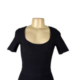 White House Black Market Womens Black  Scoop Neck Short Sleeve Dress Sz XS