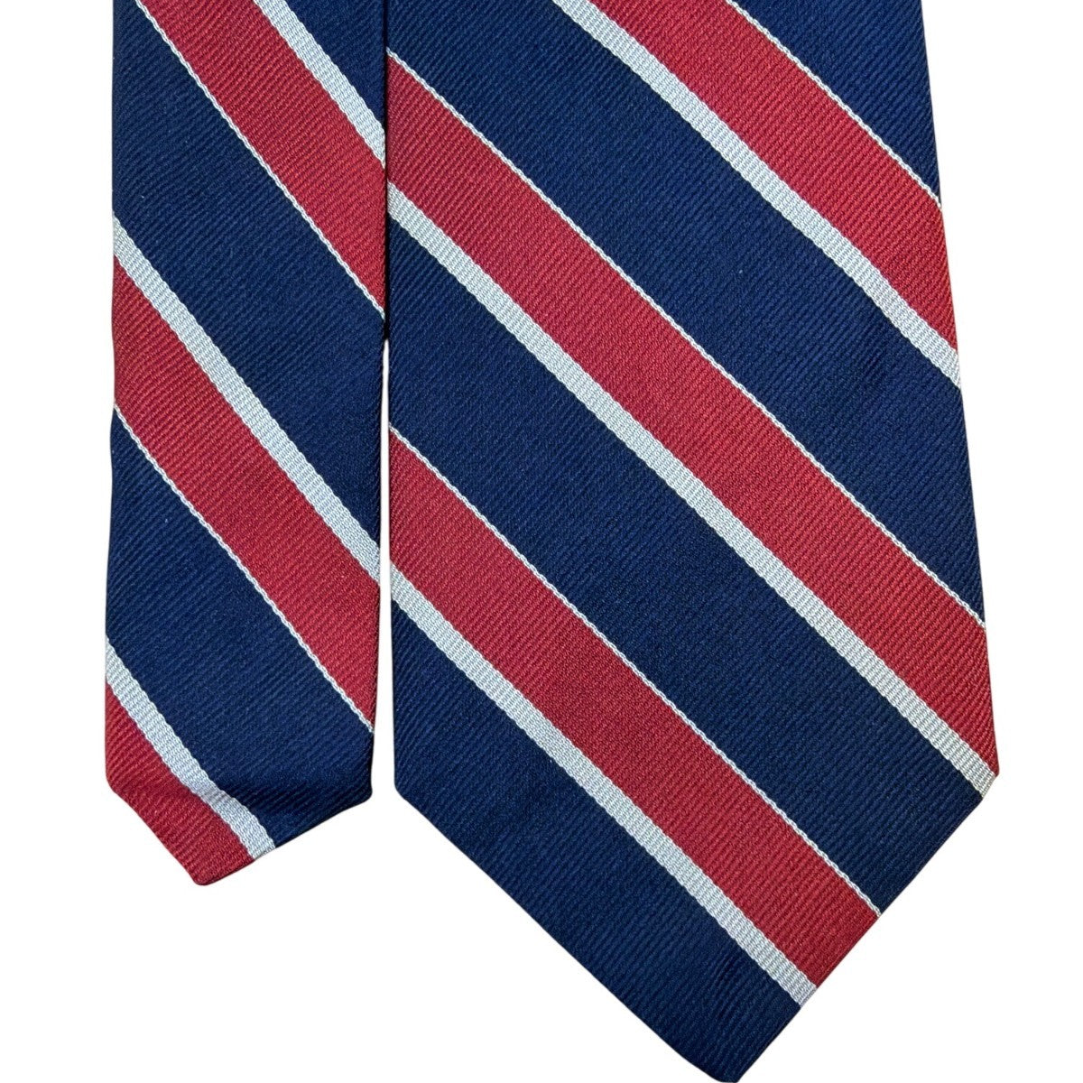 Brooks Brothers Mens Red & Navy Striped Silk Tie Classic All Season Necktie 57"