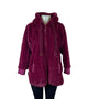 Soft Surroundings Women's Burgundy Faux Fur Hooded Jacket Full-Zip Pockets Sz SP