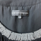 Loranzo Romanza Womens Black Pleated Dress With Beaded Neckline Size 38