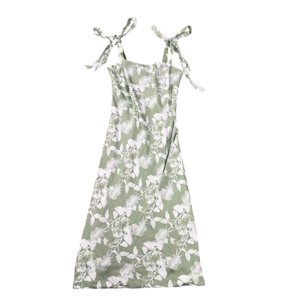 Hutch Womens Green Floral Polyester A-Line Midi Dress With Tie Straps Size 8