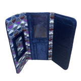 Vera Bradley Women’s Navy Quilted Fabric With Back Zip Pocket Wallet Clutch