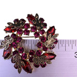 Napier Womens Gold Tone Red & Pink Rhinestone Wreath Brooch New In Box