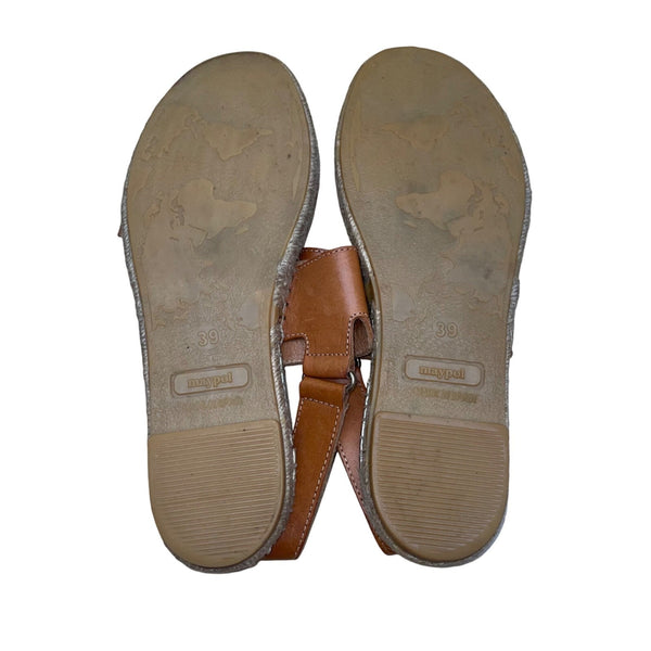 Maypol Handmade In Spain  Women’s Brown Leather Espadrille Moos Sandals Size 39